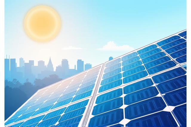 Modern solar panels capturing sunlight with clean energy concept