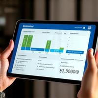 Tablet showing energy usage analytics and graphs